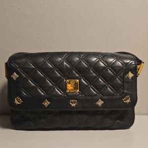 MCM Quilted Leather Crossbody Black